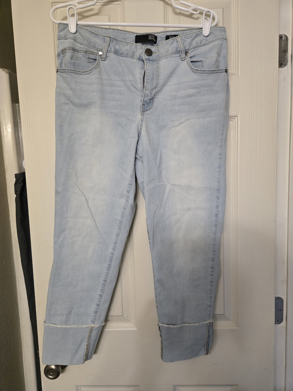 Taylor Light Blue Cropped Jeans with Cuffed Hem